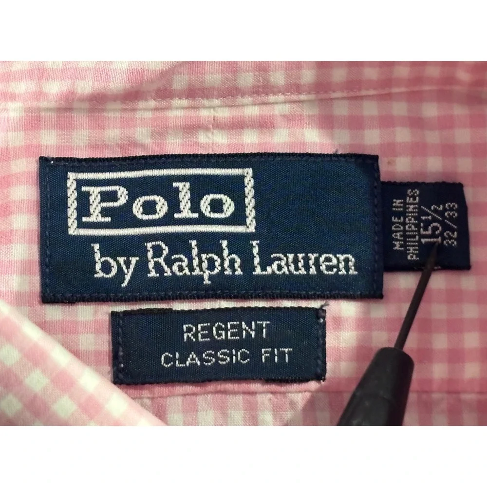 Polo Ralph Lauren Regent Classic Fit Pink Gingham Shirt Mens 15.5 32/33 Cotton